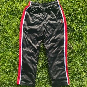 SOLD - Vintage Reebok Track Pants M Black w/ Red & White Stripes
